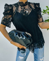 Songwriter Scalloped Lace Blouse - Black Ins Street