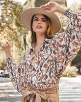 Yala Paisley Button Down Balloon Sleeve Blouse Ins Street