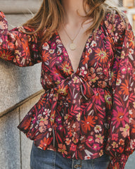 Village Views Floral Tie Front Babydoll Blouse Ins Street