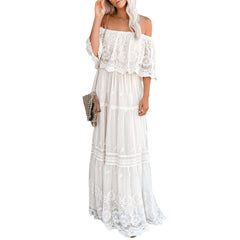 Flower Child Off The Shoulder Lace Maxi Dress Ins Street