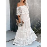 Flower Child Off The Shoulder Lace Maxi Dress Ins Street