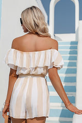 Simple Fashion Ruffled Stripe Loose Women Romper Ins street
