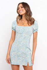 Floral Sweetheart Mini Dress - Sage Ins Street