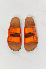 MMShoes Feeling Alive Double Banded Slide Sandals in Orange Ins Street
