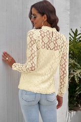 Mock Neck Long Sleeve Lace Top Ins Street