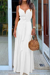 Sleeveless Lace-up V-neck Dress Ins street