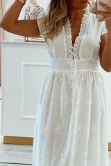 Floor-Length Short Sleeve Hollow Pullover Women's Dress Ins street