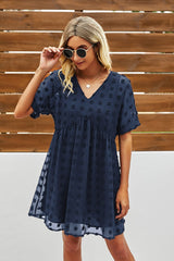 Swiss Dot Short Sleeve Chiffon Dress Ins street