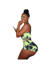 Yoga wear casual vest-style sports tie-dye two-piece set Ins street