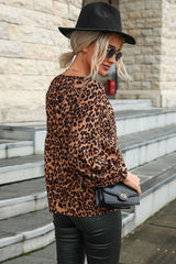 Leopard Lantern Sleeve Blouse Ins Street