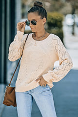 Openwork Round Neck Raglan Sleeve Sweater Ins Street