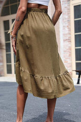 Elastic Waist Ruffled Skirt with Pockets Ins Street