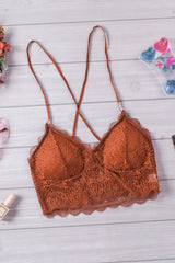 Lace Scalloped Crisscross Strap Bralette Ins Street