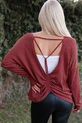 Open Back Gathered Detail Round Neck Top Ins Street