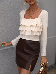 Layered Ruffle Long Sleeve Ribbed Top Ins Street