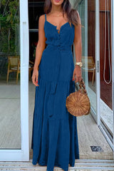Sleeveless Lace-up V-neck Dress Ins street