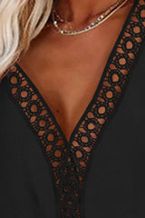 Plain V-Neck Patchwork Standard Women's Blouse Ins street