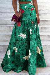 Floral Crop Top & A-Line Skirt Two-Piece Set Ins street