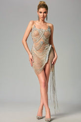 Veena Embellished Diamond Chain Dress Ins Street