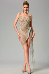 Veena Embellished Diamond Chain Dress Ins Street