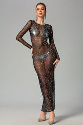 Devin Long Sleeve Embellished Maxi Dress Ins Street