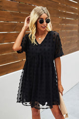 Swiss Dot Short Sleeve Chiffon Dress Ins street