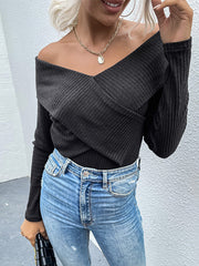 Solid Color V-Neck Knit Top 2023-03-14 InsStreet