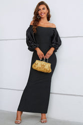 Glen Bubble Sleeve Maxi Bandage Dress Ins Street