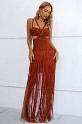 Nalini Asymmetric Fringe Bandage Dress Ins Street