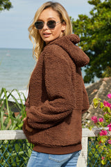 Drawstring Sherpa Hoodie with Pocket Ins Street