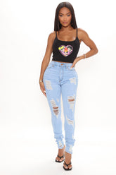 A Little Bit Of Love Ripped Skinny Jeans - Light Blue Wash Ins Street