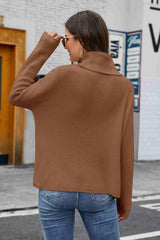 Openwork Turtleneck Rib-Knit Sweater Ins Street