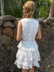 Embroidered Layered Sleeveless Mini Dress Ins Street