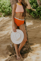 Color Block Zipped Cut Out Bikini Set Ins Street