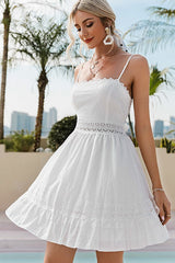 Fashion Solid Polka Dot Lace Stitching Dress Ins street