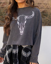 Longhorn Cotton Vintage Long Sleeve Tee Ins Street