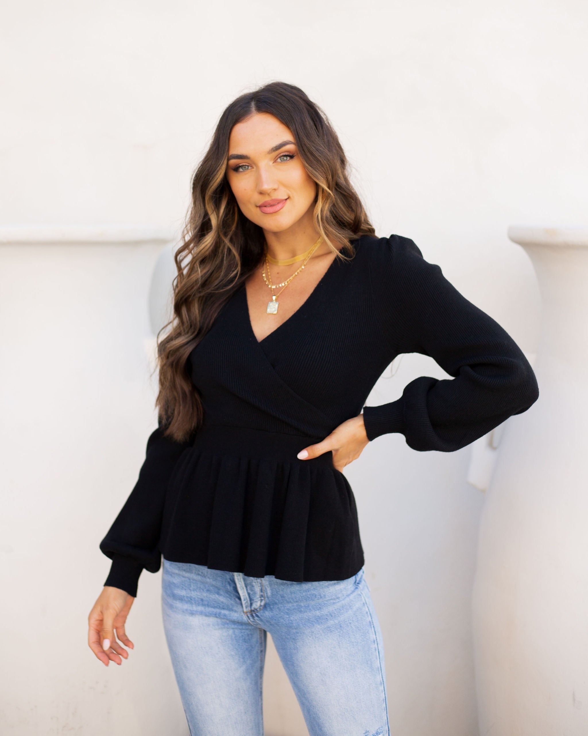 Dixie Knit Peplum Sweater Ins Street