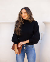 Hickory Ribbed Knit Sweater - Black Ins Street