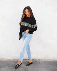 Perform Rhinestone Fringe Knit Sweater ON T-001