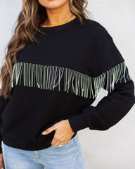 Perform Rhinestone Fringe Knit Sweater ON T-001