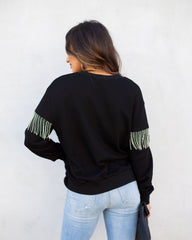 Perform Rhinestone Fringe Knit Sweater ON T-001
