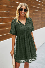 Swiss Dot Short Sleeve Chiffon Dress Ins street