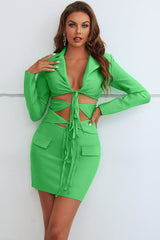 Elspeth Two Piece Blazer Sexy Bandage Dress - Green Ins Street