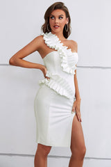 Saly Ruffled One Shoulder Bandage Dress Ins Street