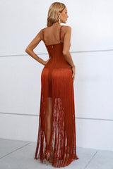 Nalini Asymmetric Fringe Bandage Dress Ins Street