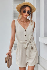 Front Tie Knot Solid Romper INS STREET