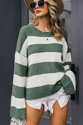 Loose Autumn & Winter Striped Pullover Sweater Ins street