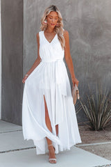 Soft Boho Chic Elegant Sleeveless White Maxi Dress Ins street
