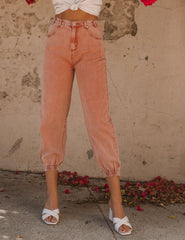 Mara Vintage Wash Denim Joggers - Powder Brick Ins Street