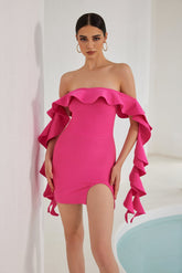 Nessa Off Shoulder Ruffle Mini Bandage Dress - Pink Ins Street